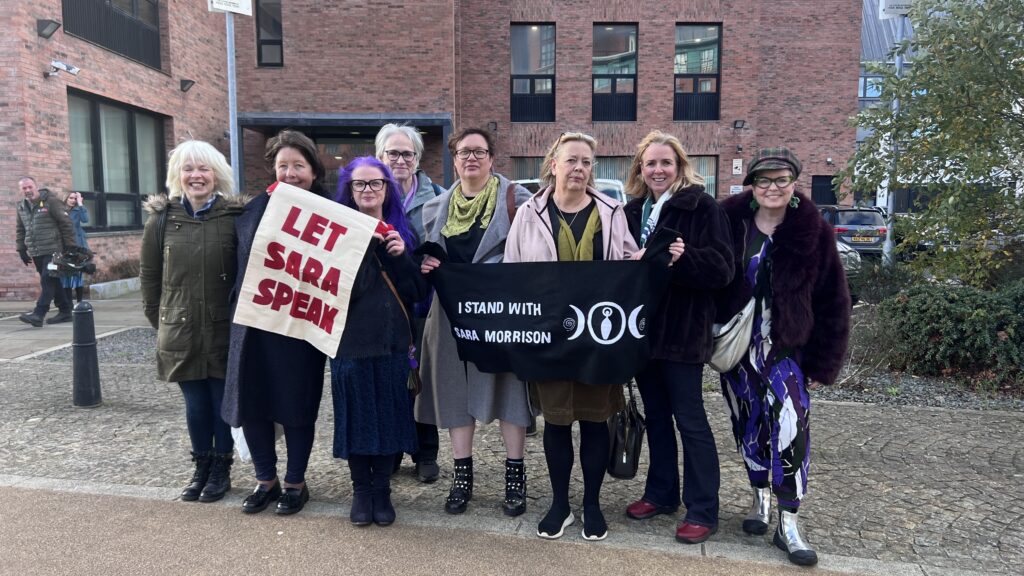 Supporters of Sara Morrison outside court