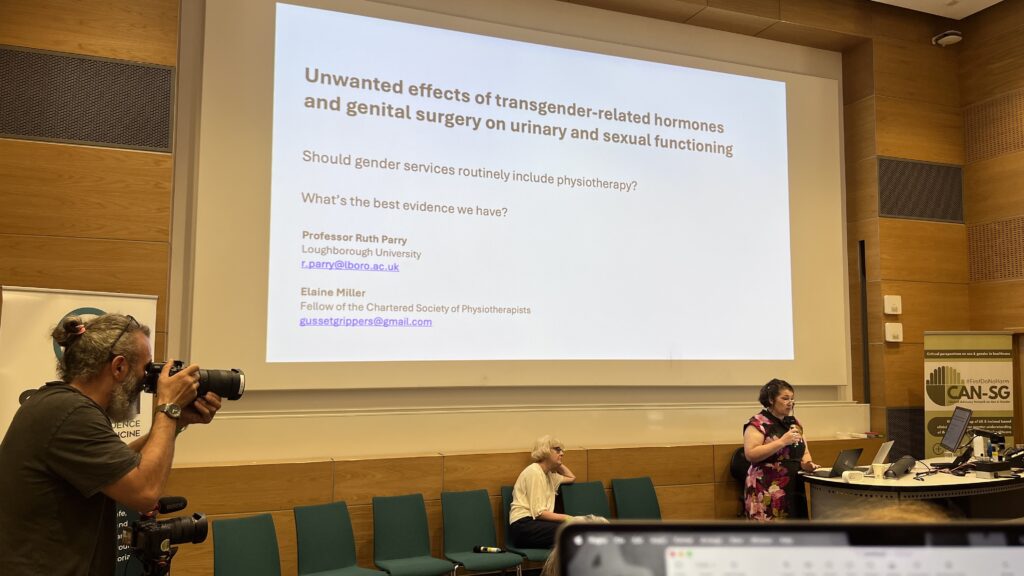 Wide shot of Elaine Miller's opening slide.