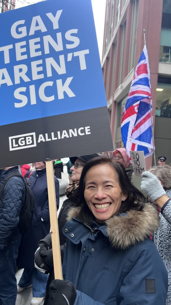 Susu Wong at the Puberty Blocker Trial protest in December 2025