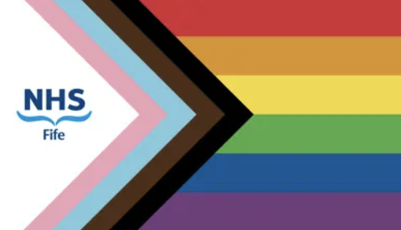 NHS Fife logo embedded within a Progress Flag