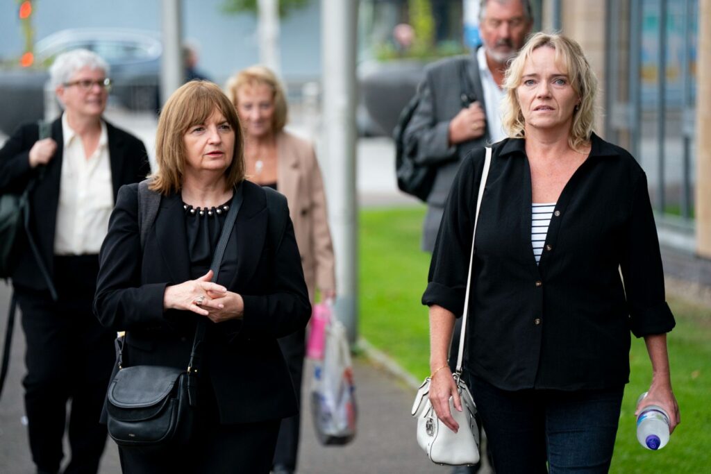 Margaret Gribbon (l) and Nurse Sandie Peggie arriving at court this morning