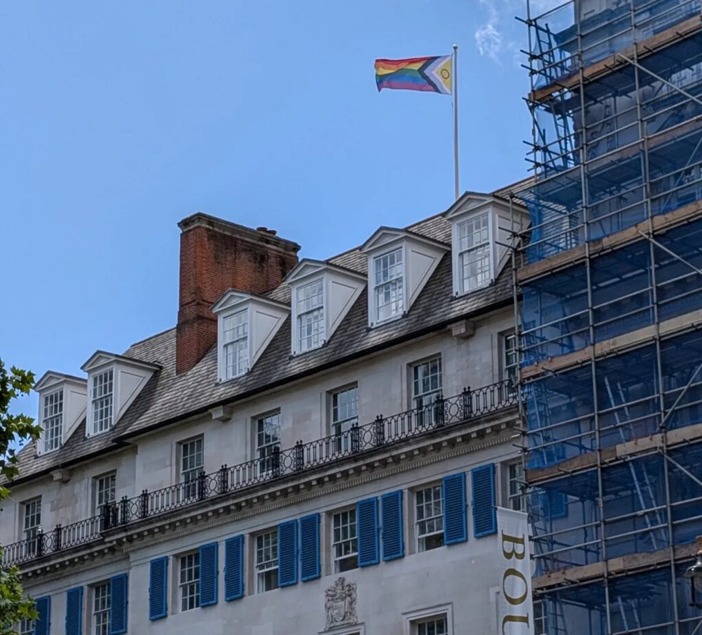 Progress Flag on top of the Royal College of Nursing HQ. Image: Christian Concern