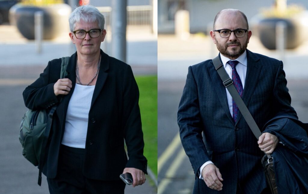Naomi Cunningham and David Hay KC arriving at Dundee Employment tribunal